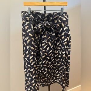 Ann Taylor Animal Print Midi Skirt with Tie Waist